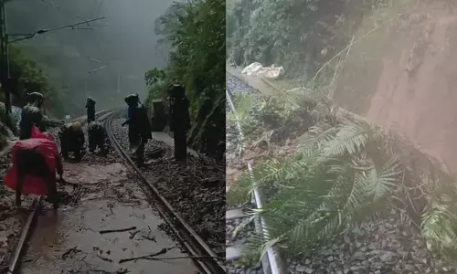 ಸಕಲೇಶಪುರ | ಭಾರೀ ಮಳೆಯಿಂದ ಹಳಿ ಮೇಲೆ ಮಣ್ಣು ಕುಸಿತ; ರೈಲ್ವೇ ಸಂಚಾರ ತಾತ್ಕಾಲಿಕ ಸ್ಥಗಿತ