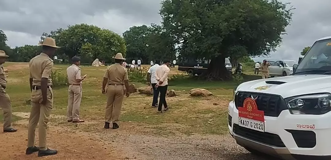 ಕುಕನೂರು | ಪೊಲೀಸರ ಸಮ್ಮುಖದಲ್ಲಿ ಗುದ್ನೇಶ್ವರ ದೇವಸ್ಥಾನದ ಭೂಮಿ ಸರ್ವೇ