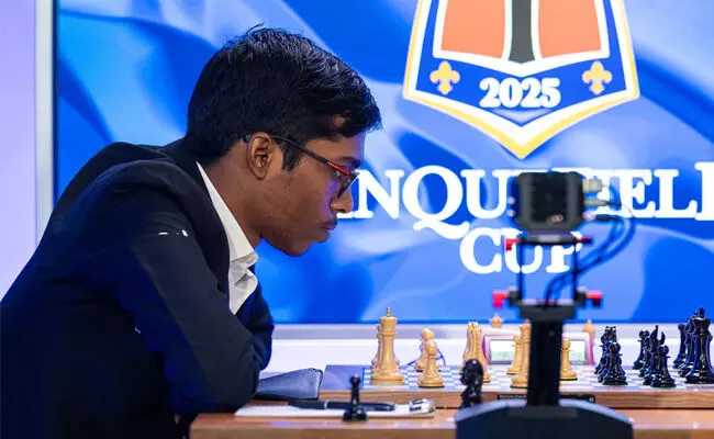 ಸಿಂಕ್ವೆಫೀಲ್ಡ್ ಕಪ್ ಚೆಸ್ ಟೂರ್ನಿ ಗುಕೇಶ್, ಪ್ರಜ್ಞಾನಂದ ಪಂದ್ಯ ಡ್ರಾ