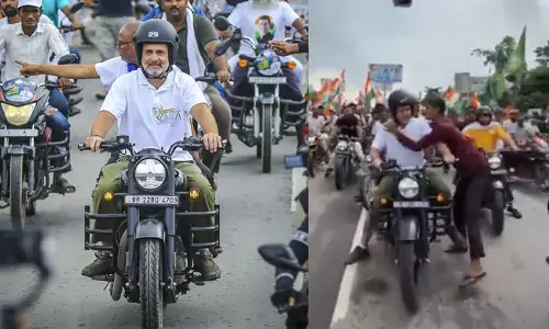 ಬಿಹಾರ | ಭದ್ರತಾ ವ್ಯವಸ್ಥೆ ಉಲ್ಲಂಘಿಸಿ ರಾಹುಲ್ ಗಾಂಧಿಗೆ ಮುತ್ತಿಕ್ಕಿದ ಯುವಕ