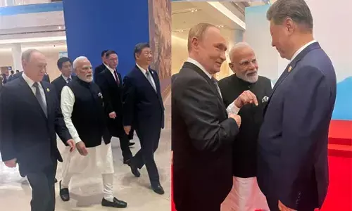 ಚೀನಾ: ಗಮನ ಸೆಳೆದ ಪ್ರಧಾನಿ ಮೋದಿ, ಪುಟಿನ್, ಕ್ಸಿ ಜಿನ್ ಪಿಂಗ್ ಭೇಟಿ