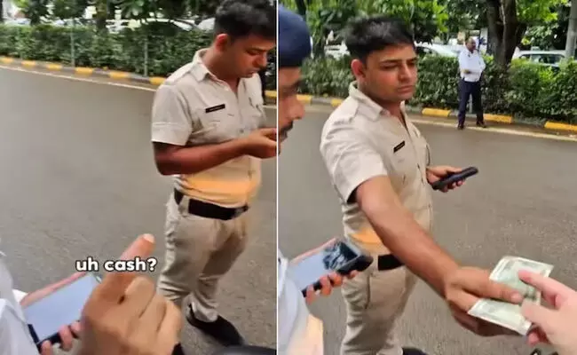 ಗುರುಗ್ರಾಮ | ಜಪಾನ್ ಪ್ರವಾಸಿಗರಿಂದ ಲಂಚ ಸ್ವೀಕರಿಸುತ್ತಿದ್ದ ವೀಡಿಯೋ ವೈರಲ್: ಮೂವರು ಪೊಲೀಸ್ ಸಿಬ್ಬಂದಿಗಳ ಅಮಾನತು ಗುರುಗ್ರಾಮ | ಜಪಾನ್ ಪ್ರವಾಸಿಗರಿಂದ ಲಂಚ ಸ್ವೀಕರಿಸುತ್ತಿದ್ದ ವೀಡಿಯೋ ವೈರಲ್: ಮೂವರು ಪೊಲೀಸ್ ಸಿಬ್ಬಂದಿಗಳ ಅಮಾನತು