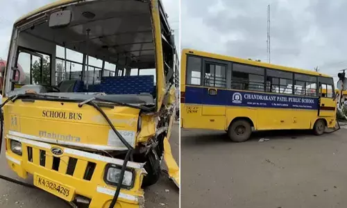 ಕಲಬುರಗಿ: ಶಾಲಾ ಬಸ್ ಗೆ ಟ್ಯಾಂಕರ್ ಢಿಕ್ಕಿ; ಇಬ್ಬರು ಮಕ್ಕಳಿಗೆ ಗಾಯ