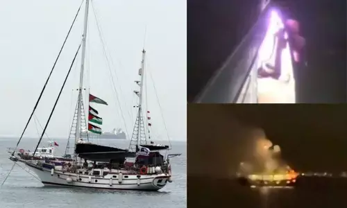 ಗ್ರೆಟಾ ಥಂಬರ್ಗ್ ಇದ್ದ ಗಾಝಾಕ್ಕೆ ತೆರಳುತ್ತಿದ್ದ ಬೋಟ್‌ಗಳ ಗುಂಪಿಗೆ ಅಪ್ಪಳಿಸಿದ ಡ್ರೋನ್