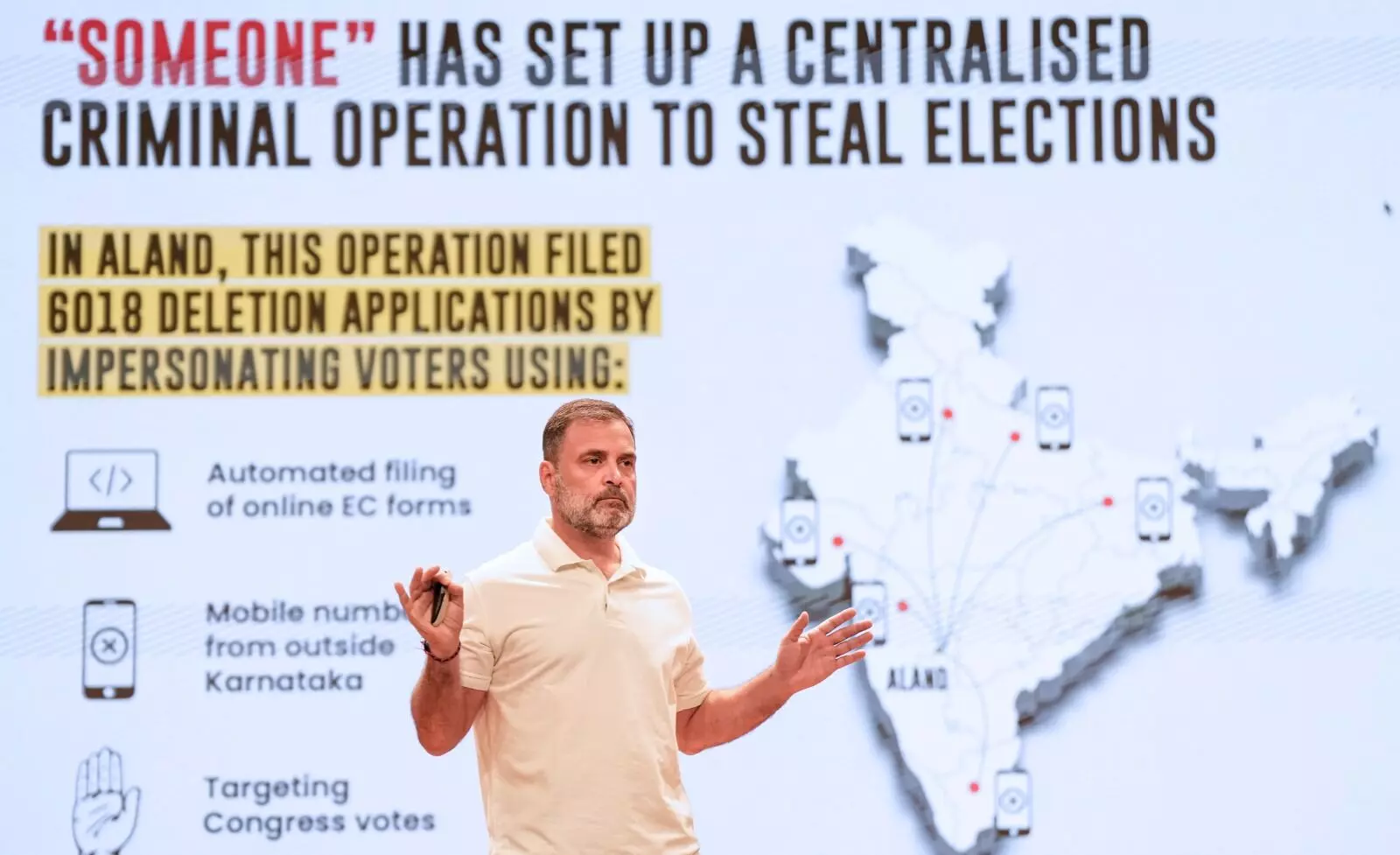 ಕರ್ನಾಟಕದ ಆಳಂದದಲ್ಲಿ 6 ಸಾವಿರ ಮತದಾರರ ಹೆಸರುಗಳನ್ನು ಅಳಿಸಲು ಯತ್ನ: ರಾಹುಲ್ ಗಾಂಧಿ ಆರೋಪ