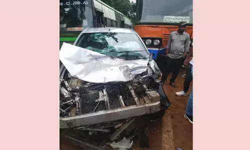 ಪುತ್ತೂರು | ಕಾರು-ಕೆಎಸ್ಸಾರ್ಟಿಸಿ ಬಸ್ ಮಧ್ಯೆ ಅಪಘಾತ