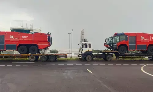 ವಿಜಯಪುರ ವಿಮಾನ ನಿಲ್ದಾಣ : ಆಸ್ಟ್ರಿಯಾದಿಂದ ಬಂದಿಳಿದ 2 ಅಗ್ನಿಶಾಮಕ ವಾಹನ