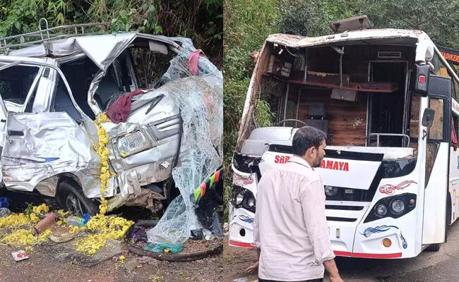 ಮಡಿಕೇರಿ | ಓಮ್ನಿಗೆ ಬಸ್ ಢಿಕ್ಕಿ : ನಾಲ್ವರಿಗೆ ಗಂಭೀರ ಗಾಯ