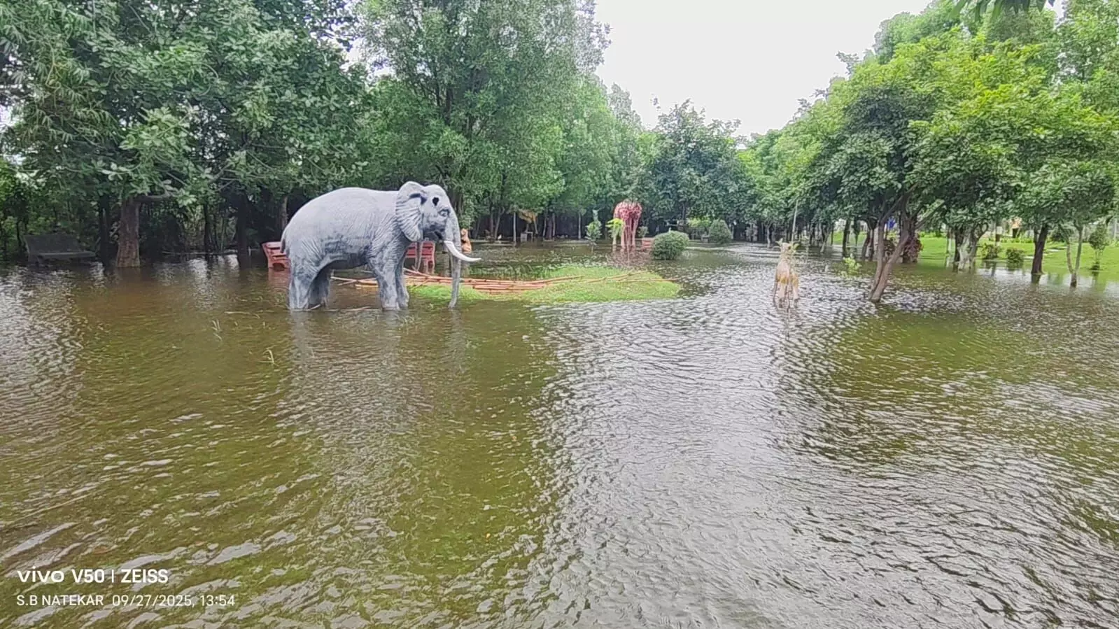 ಮಳೆಗೆ ಜಲಾವೃತವಾದ ಯಾದಗಿರಿಯ ಲುಂಬಿನಿ ಉದ್ಯಾನವನ