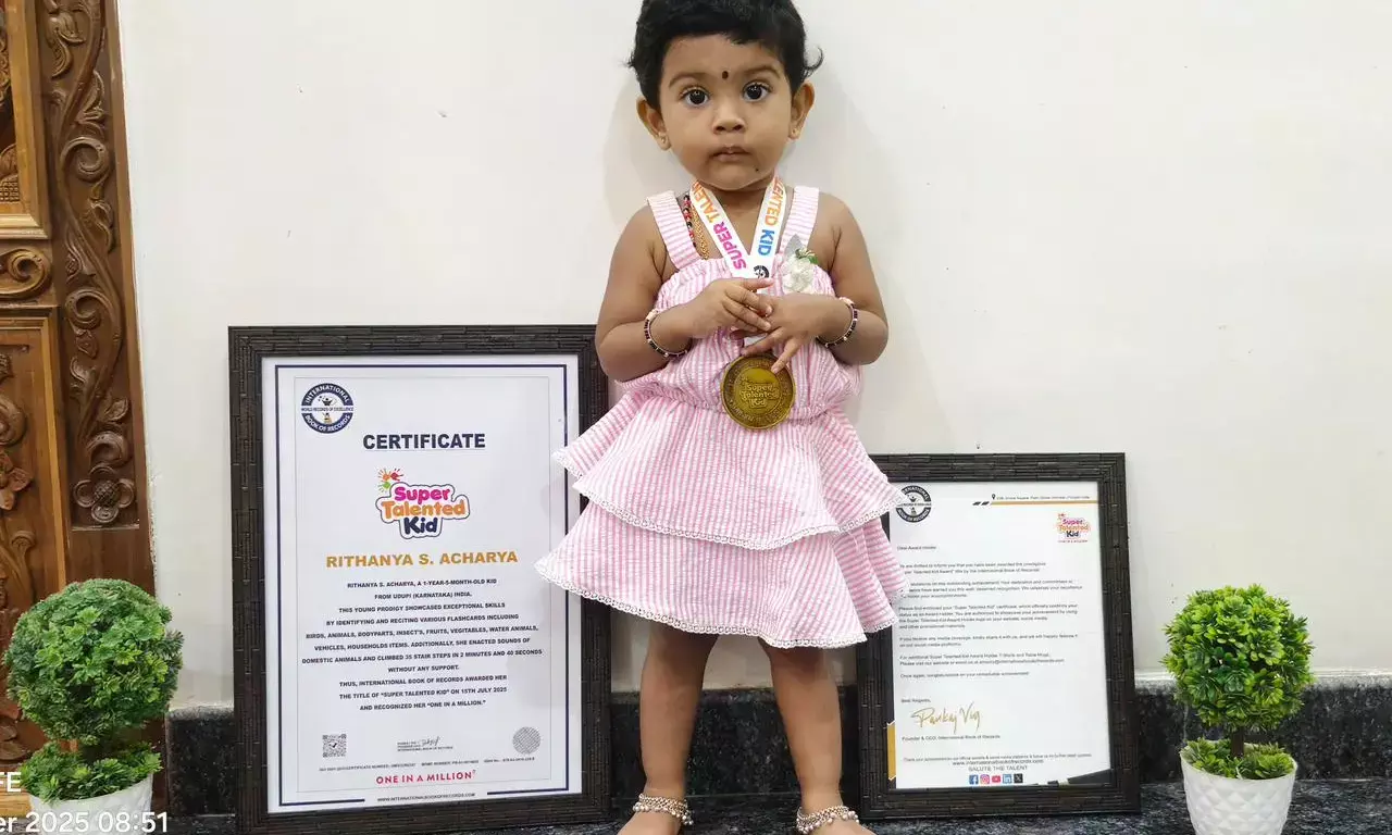 ರಿತನ್ಯ ಎಸ್.ಆಚಾರ್ಯಗೆ ಸೂಪರ್ ಟ್ಯಾಲೆಂಟೆಡ್ ಕಿಡ್ ಬಿರುದು