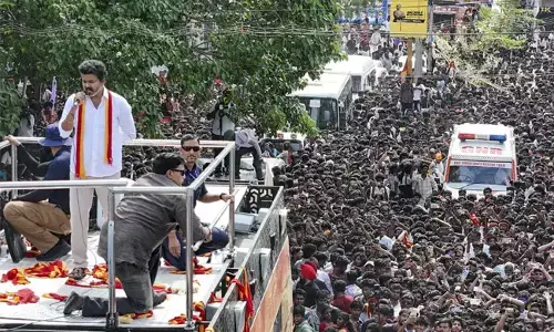 ಬೆಳಿಗ್ಗೆ 11 ಗಂಟೆಗೇ ಜನಸಮೂಹ ನೆರೆದಿತ್ತು, ವಿಜಯ ಸಂಜೆ ಏಳು ಗಂಟೆಗೆ ಆಗಮಿಸಿದ್ದರು: ಎಫ್‌ಐಆರ್‌ ನಲ್ಲಿ ಉಲ್ಲೇಖ