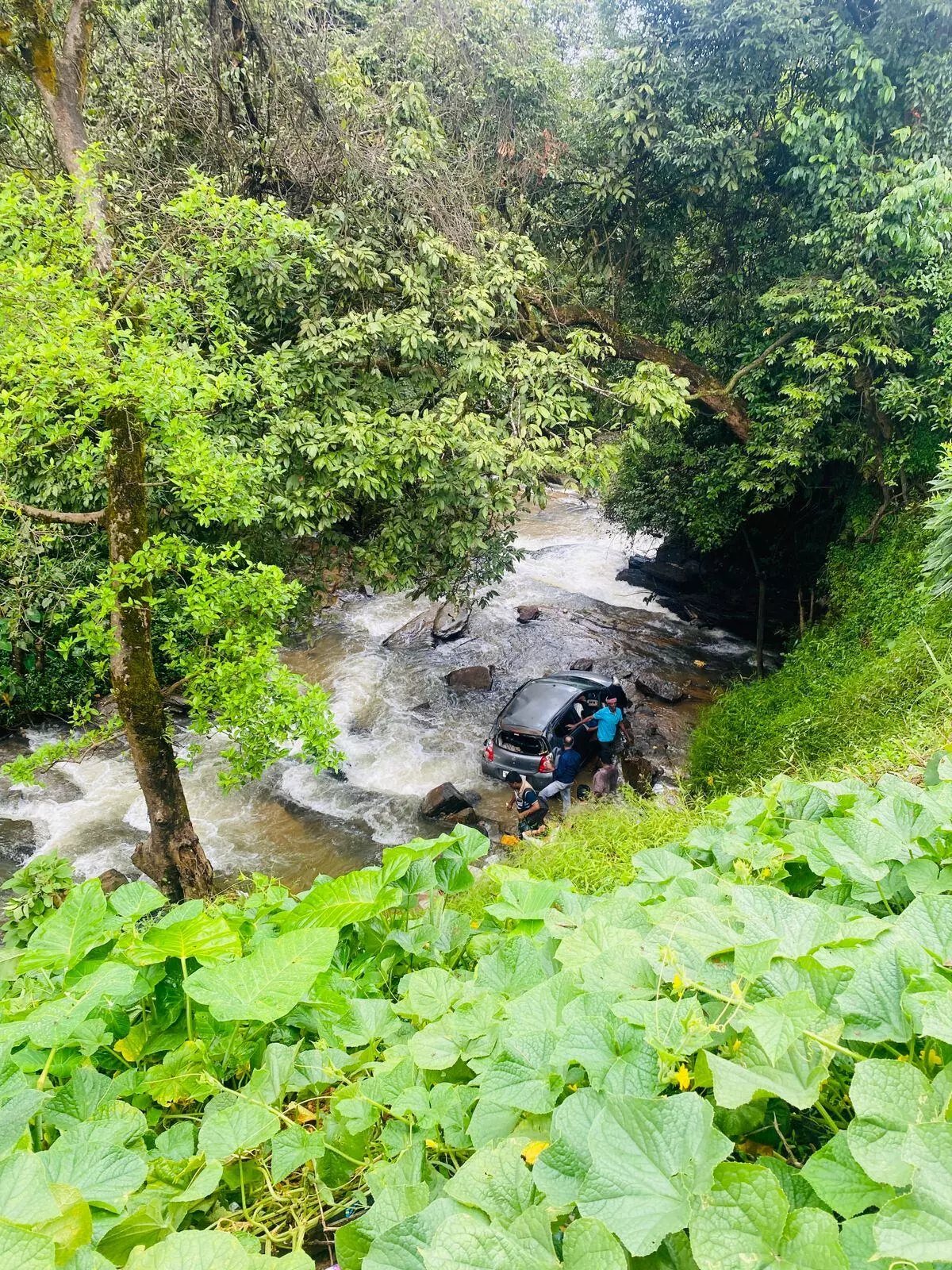 ಸಕಲೇಶಪುರ | 100 ಅಡಿ ಆಳದ ಹಳ್ಳಕ್ಕೆ ಉರುಳಿ ಬಿದ್ದ ಕಾರು ಸಕಲೇಶಪುರ | 100 ಅಡಿ ಆಳದ ಹಳ್ಳಕ್ಕೆ ಉರುಳಿ ಬಿದ್ದ ಕಾರು