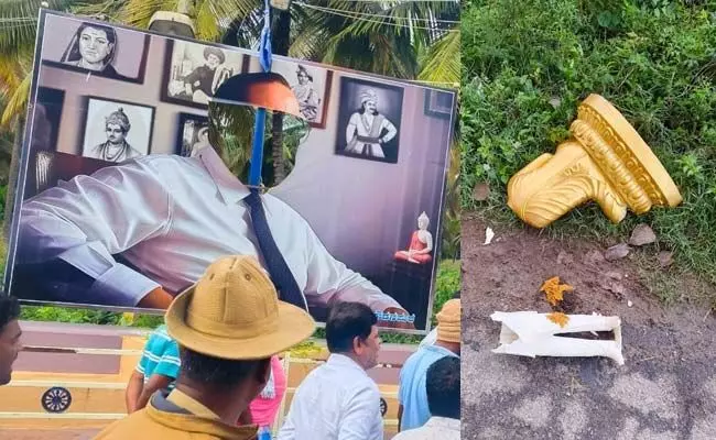 ಚಾಮರಾಜನಗರ: ಜ್ಯೋತಿಗೌಡನಪುರದಲ್ಲಿ ಅಂಬೇಡ್ಕರ್ ಭಾವಚಿತ್ರವಿರುವ ಪ್ಲೆಕ್ಸ್ ಹರಿದು, ಬುದ್ದನ ವಿಗ್ರಹ ಧ್ವಂಸಗೊಳಿಸಿದ ಕಿಡಿಗೇಡಿಗಳು