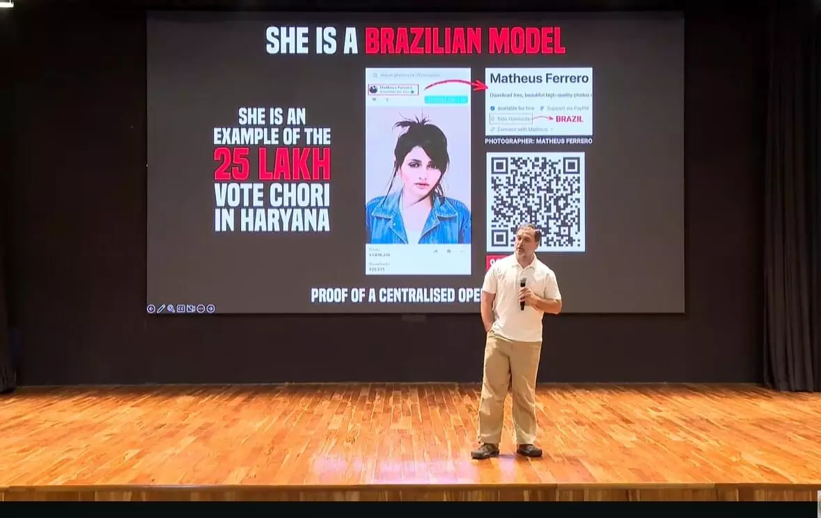 ಹರ್ಯಾಣದ ಮತದಾರರ ಪಟ್ಟಿಯಲ್ಲಿ 22 ಕಡೆ ಬ್ರೆಝಿಲ್‌ ರೂಪದರ್ಶಿ ಫೋಟೋ!; ರಾಹುಲ್ ಗಾಂಧಿ ಆರೋಪವೇನು?