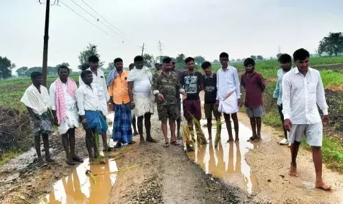 ಯಾದಗಿರಿ | ಕಳಪೆ ರಸ್ತೆ ಕಾಮಗಾರಿ : ಭತ್ತ ನಾಟಿ ಮಾಡಿ ಗ್ರಾಮಸ್ಥರಿಂದ ಪ್ರತಿಭಟನೆ