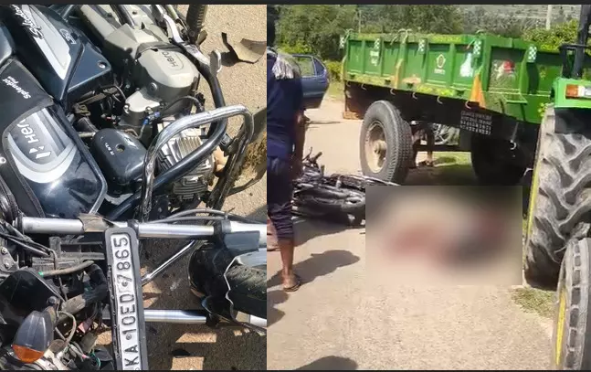 ಚಾಮರಾಜನಗರ |  ಟ್ರ್ಯಾಕ್ಟರ್-ಬೈಕ್ ಢಿಕ್ಕಿ : ಓರ್ವನಿಗೆ ಗಾಯ