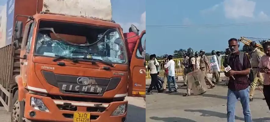 ಬೆಳಗಾವಿ | ವಿಕೋಪಕ್ಕೆ ತಿರುಗಿದ ರೈತರ ಪ್ರತಿಭಟನೆ : ಪೊಲೀಸರ ಮೇಲೆ ಕಲ್ಲು ತೂರಾಟ