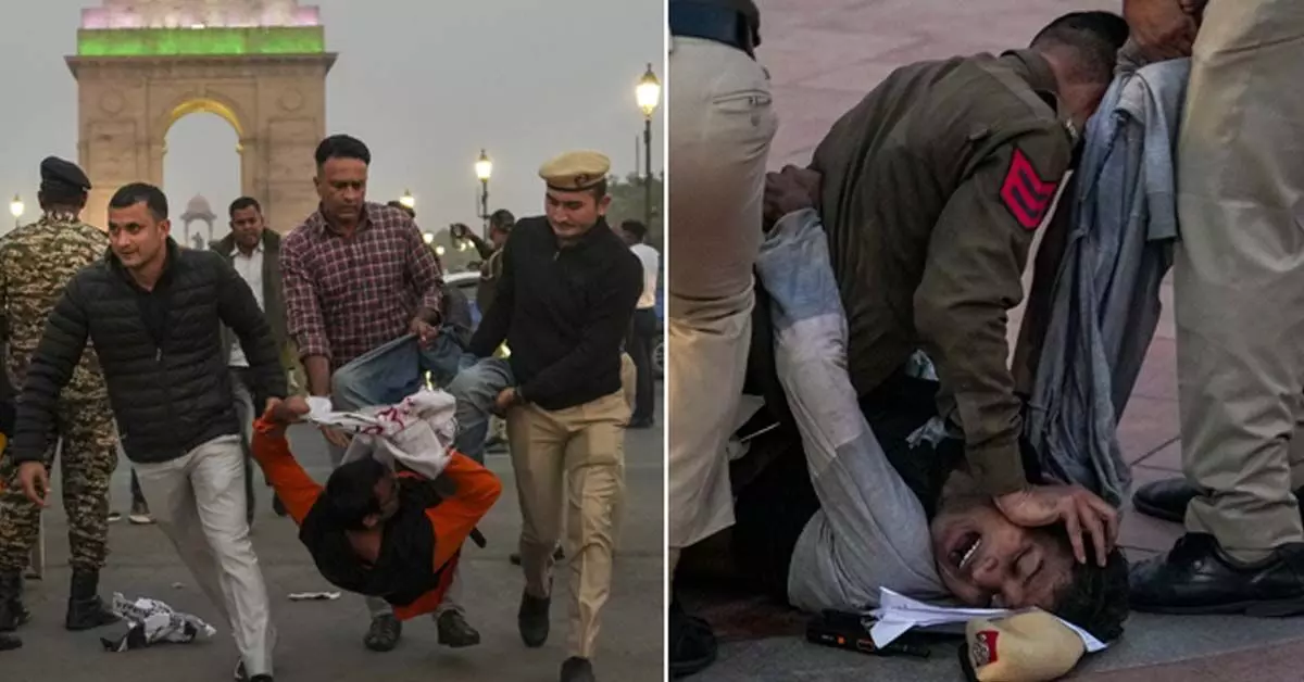 ದಿಲ್ಲಿಯಲ್ಲಿ ವಾಯು ಮಾಲಿನ್ಯ ವಿರೋಧಿಸಿ ಪ್ರತಿಭಟನೆ: ಪೊಲೀಸರ ಮೇಲೆ ಪೆಪ್ಪರ್ ಸ್ಪ್ರೇ ಆರೋಪ, 15 ಮಂದಿ ಬಂಧನ