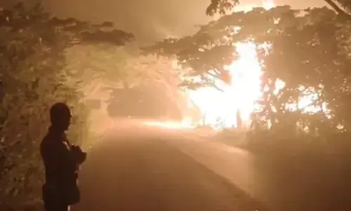 ಅಪಘಾತದ ಬಳಿಕ ಸುಟ್ಟು ಕರಕಲಾದ ಎಥೆನಾಲ್ ಸಾಗಿಸುತ್ತಿದ್ದ ಟ್ಯಾಂಕರ್‌: ಕಲಬುರಗಿ ಮೂಲದ ಚಾಲಕ ತೆಲಂಗಾಣದಲ್ಲಿ ಸಜೀವ ದಹನ