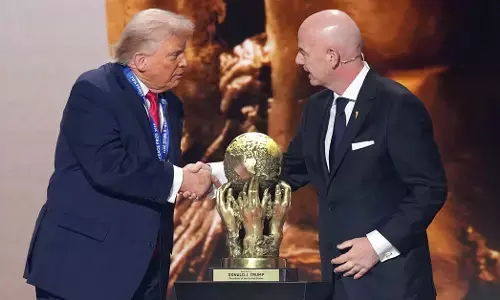 Donald Trump accepting the FIFA Peace Prize
