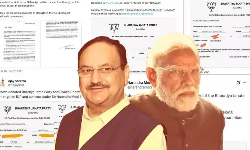 ಸರಕಾರಿ ಯೋಜನೆಗಳ ಹೆಸರಿನಲ್ಲಿ ದೇಣಿಗೆ ಸಂಗ್ರಹಿಸಿದ ಬಿಜೆಪಿ; ಆರ್‌ಟಿಐ ಮಾಹಿತಿಯಿಂದ ಬಹಿರಂಗ