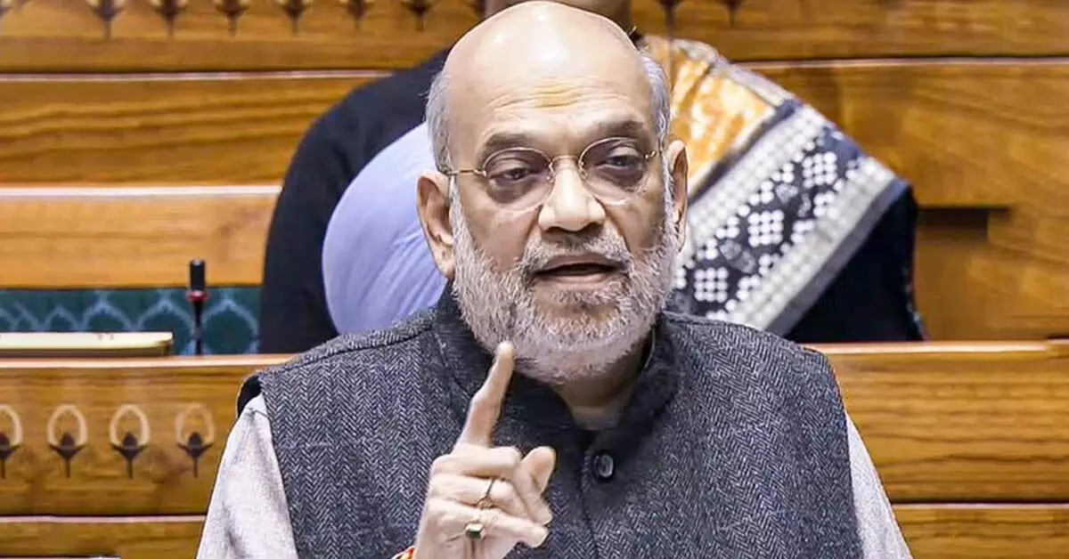 Amit Shah speaking during a Lok Sabha debate.