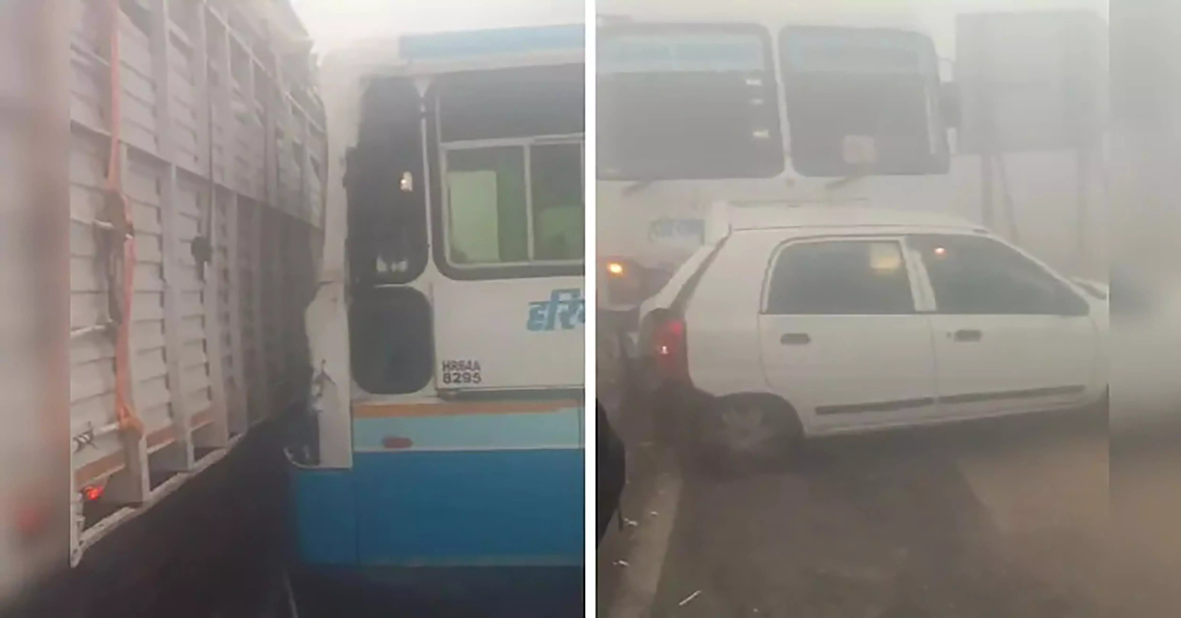 Buses, Cars, Damaged In Vehicle Pile-Ups in Haryana Amid Dense Fog Buses, Cars, Damaged In Vehicle Pile-Ups in Haryana Amid Dense Fog