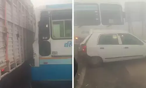 Buses, Cars, Damaged In Vehicle Pile-Ups in Haryana Amid Dense Fog