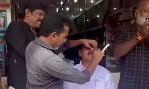 LDF worker Babu Varghese shaved off his trademark moustache after the party failed to retain the Pathanamthitta Municipality