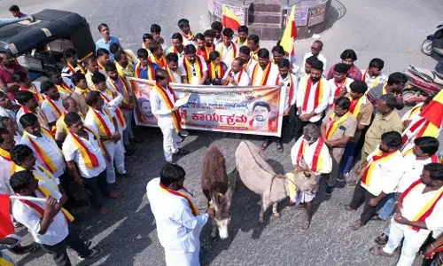 ಯಾದಗಿರಿ | ಅನಧಿಕೃತ ಶಾಲೆಗಳ ವಿರುದ್ಧ ಕ್ರಮಕ್ಕೆ ಆಗ್ರಹಿಸಿ ಕತ್ತೆಗಳ ಮೆರವಣಿಗೆ ಮಾಡಿ ಆಕ್ರೋಶ