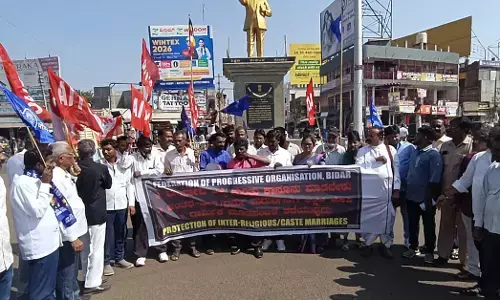 ಬೀದರ್ | ಹುಬ್ಬಳ್ಳಿಯ ಮರ್ಯಾದೆಗೇಡು ಹತ್ಯೆ ಖಂಡಿಸಿ ಪ್ರಗತಿಪರ ಸಂಘಟನೆಗಳ ಒಕ್ಕೂಟದಿಂದ ಪ್ರತಿಭಟನೆ