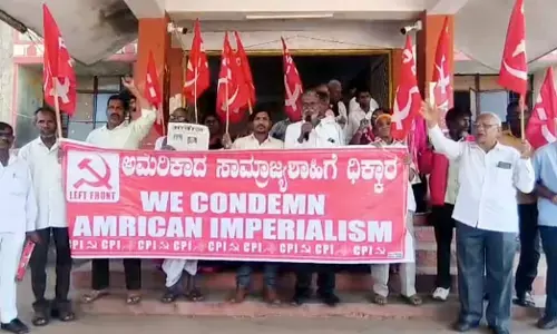 ಬೀದರ್ | ಅಮೆರಿಕದ ಸಾಮ್ರಾಜ್ಯಶಾಹಿ ನೀತಿ ಖಂಡಿಸಿ ಸಿಪಿಐ ಪ್ರತಿಭಟನೆ