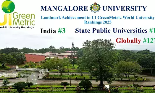 ಯುಐ ಗ್ರೀನ್ ಮೆಟ್ರಿಕ್ ನಲ್ಲಿ ಮಂಗಳೂರು ವಿವಿಗೆ ಭಾರತದ ಅತ್ಯಂತ ಸುಸ್ಥಿತ ವಿಶ್ವವಿದ್ಯಾನಿಲಯವಾಗಿ 3ನೇ ಸ್ಥಾನ