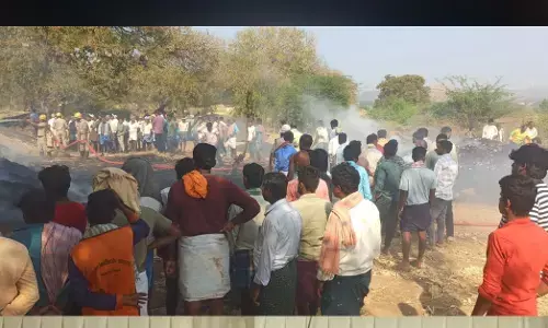 ಹರಪನಹಳ್ಳಿ | ಶಾರ್ಟ್ ಸರ್ಕೂಟ್‌ನಿಂದ ಬೆಂಕಿ : 8 ಎಕರೆ ಮೆಕ್ಕೆಜೋಳ, 6 ಎಕರೆ ರಾಗಿ ಬಣವೆ ಸುಟ್ಟು ಭಸ್ಮ