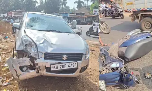 ಭಟ್ಕಳ:  ಕಾರು–ಸ್ಕೂಟರ್ ಢಿಕ್ಕಿ; ಇಬ್ಬರಿಗೆ ಗಾಯ