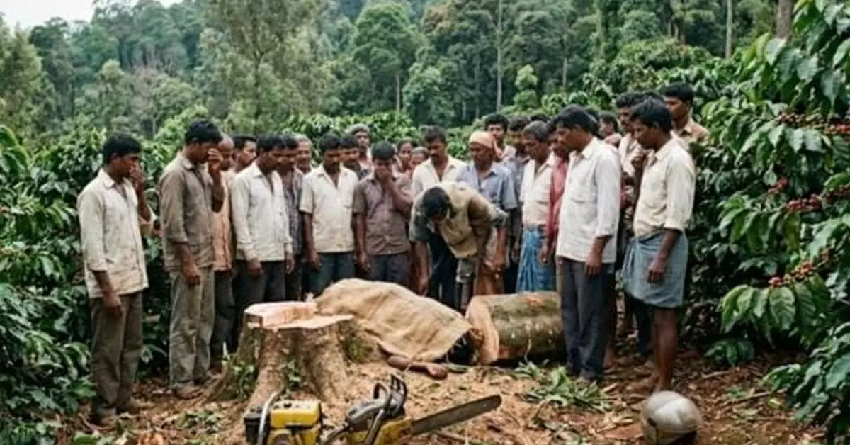 Chikkamagaluru | ಮರ ಕಡಿಯುವ ವೇಳೆ ಕೆಳಗೆ ಬಿದ್ದು ಕಾರ್ಮಿಕ ಮೃತ್ಯು Chikkamagaluru | ಮರ ಕಡಿಯುವ ವೇಳೆ ಕೆಳಗೆ ಬಿದ್ದು ಕಾರ್ಮಿಕ ಮೃತ್ಯು