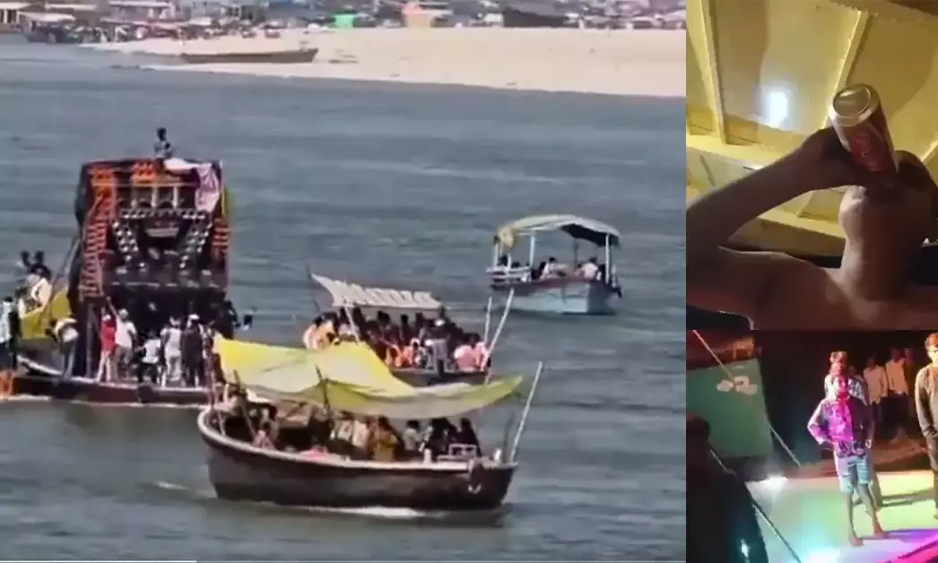 Uttar Pradesh | ಗಂಗಾ ದೋಣಿಯಲ್ಲಿ ಬಿಯರ್ ಪಾರ್ಟಿ; ವೀಡಿಯೋ ವೈರಲ್