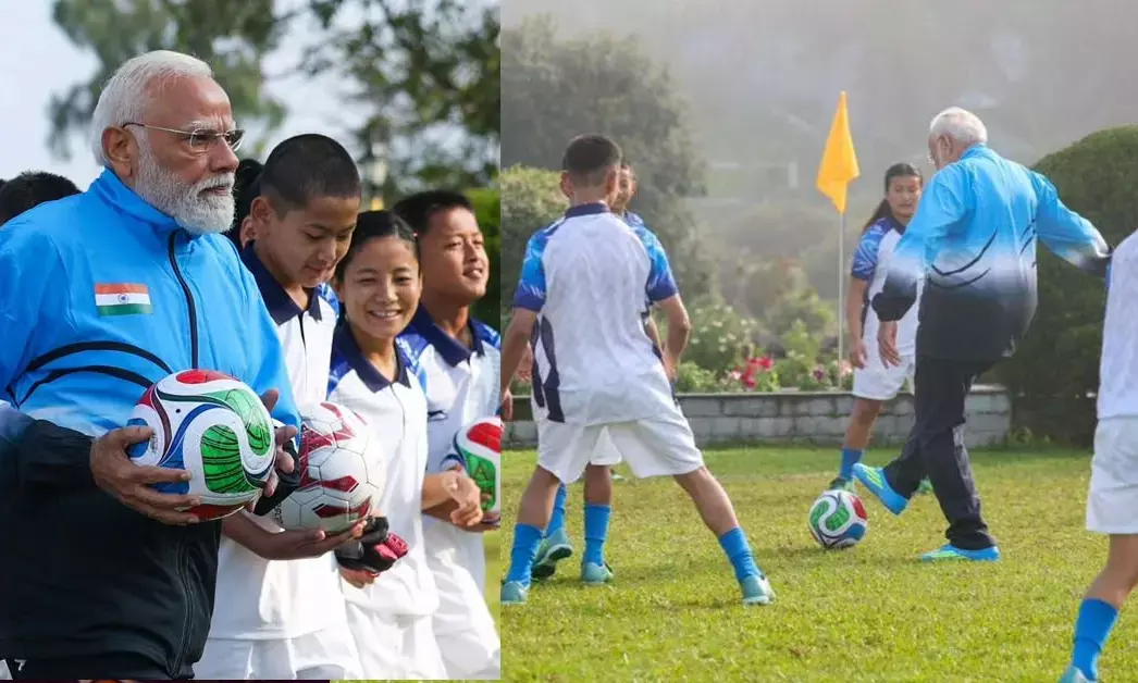 Sikkim | ಮಕ್ಕಳೊಂದಿಗೆ ಫುಟ್ ಬಾಲ್ ಆಡಿದ ಪ್ರಧಾನಿ ಮೋದಿ
