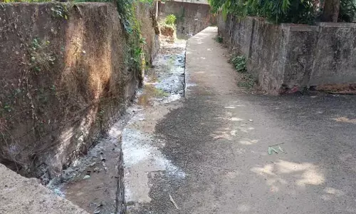 ರಸ್ತೆ ಸಂಚಾರ ಅಪಾಯಕಾರಿ: ತಡೆಬೇಲಿ ನಿರ್ಮಿಸಲು ಆಗ್ರಹ