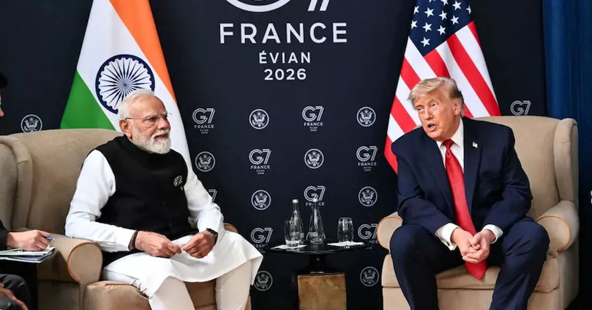 G7 ನಲ್ಲಿ ದ್ವಿಪಕ್ಷೀಯ ಮಾತುಕತೆ | ‘ಭಾರತಕ್ಕೆ ಶ್ವೇತಭವನದಲ್ಲಿ ಉತ್ತಮ ಸ್ನೇಹಿತನಿದ್ದಾನೆ’: ಮೋದಿ ಭೇಟಿಯ ವೇಳೆ ಟ್ರಂಪ್ ಹೇಳಿಕೆ G7 ನಲ್ಲಿ ದ್ವಿಪಕ್ಷೀಯ ಮಾತುಕತೆ | ‘ಭಾರತಕ್ಕೆ ಶ್ವೇತಭವನದಲ್ಲಿ ಉತ್ತಮ ಸ್ನೇಹಿತನಿದ್ದಾನೆ’: ಮೋದಿ ಭೇಟಿಯ ವೇಳೆ ಟ್ರಂಪ್ ಹೇಳಿಕೆ