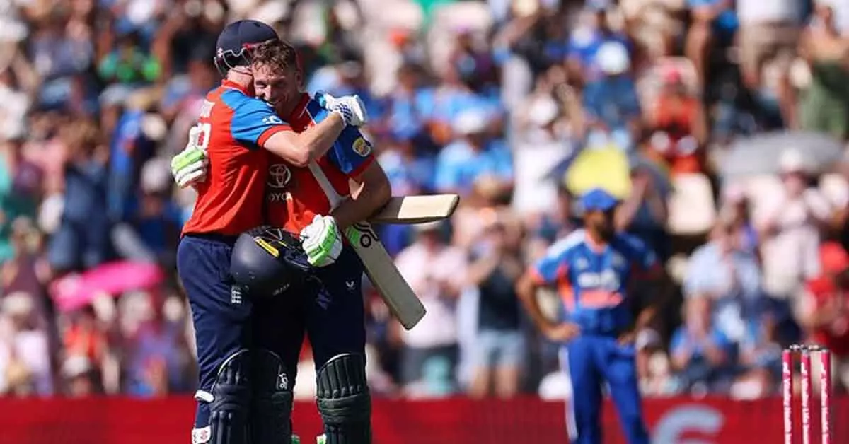 T20 ಸರಣಿ | ಬಟ್ಲರ್–ಬ್ರೂಕ್ ಬ್ಯಾಟಿಂಗ್ ಅಬ್ಬರ: ಇಂಗ್ಲೆಂಡ್ ವಿರುದ್ಧ ಭಾರತಕ್ಕೆ 56 ರನ್ ಗಳ ಸೋಲು T20 ಸರಣಿ | ಬಟ್ಲರ್–ಬ್ರೂಕ್ ಬ್ಯಾಟಿಂಗ್ ಅಬ್ಬರ: ಇಂಗ್ಲೆಂಡ್ ವಿರುದ್ಧ ಭಾರತಕ್ಕೆ 56 ರನ್ ಗಳ ಸೋಲು