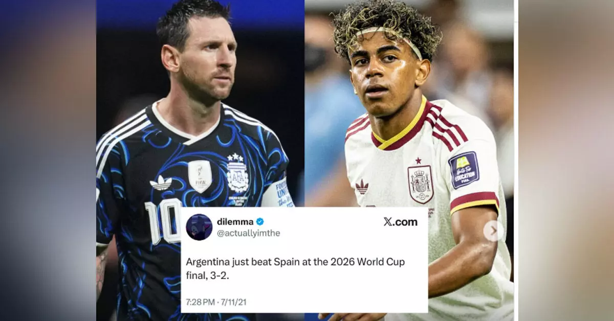 FIFA 2026 | ಅರ್ಜೆಂಟೀನ-ಸ್ಪೇನ್ ಫೈನಲ್ಗೆ : ಚರ್ಚೆಗೆ ಗ್ರಾಸವಾದ 5 ವರ್ಷ ಹಳೆಯ ಟ್ವೀಟ್ FIFA 2026 | ಅರ್ಜೆಂಟೀನ-ಸ್ಪೇನ್ ಫೈನಲ್ಗೆ : ಚರ್ಚೆಗೆ ಗ್ರಾಸವಾದ 5 ವರ್ಷ ಹಳೆಯ ಟ್ವೀಟ್