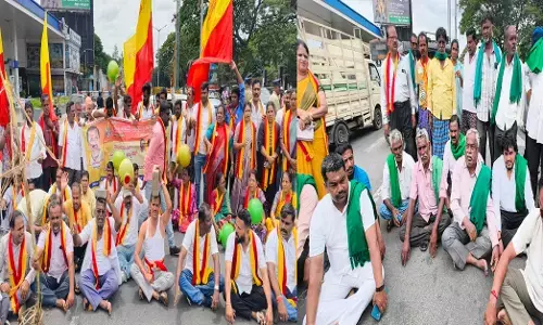 ತಮಿಳುನಾಡಿಗೆ ನೀರು ಹರಿಸಲು ಸೂಚನೆ ಖಂಡಿಸಿ ಮಂಡ್ಯದಲ್ಲಿ ಮುಂದುವರಿದ ಪ್ರತಿಭಟನೆ