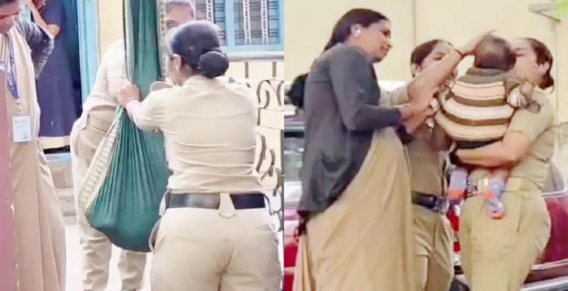 Bengaluru | ಕಾನ್ಸ್ಟೇಬಲ್ ಪರೀಕ್ಷೆಗೆ ಎಂಟು ತಿಂಗಳ ಮಗುವಿನೊಂದಿಗೆ ಬಂದ ತಾಯಿ; ಕಂದನ ಆರೈಕೆ ಮಾಡಿದ ಪೊಲೀಸ್ ಸಿಬ್ಬಂದಿ Bengaluru | ಕಾನ್ಸ್ಟೇಬಲ್ ಪರೀಕ್ಷೆಗೆ ಎಂಟು ತಿಂಗಳ ಮಗುವಿನೊಂದಿಗೆ ಬಂದ ತಾಯಿ; ಕಂದನ ಆರೈಕೆ ಮಾಡಿದ ಪೊಲೀಸ್ ಸಿಬ್ಬಂದಿ