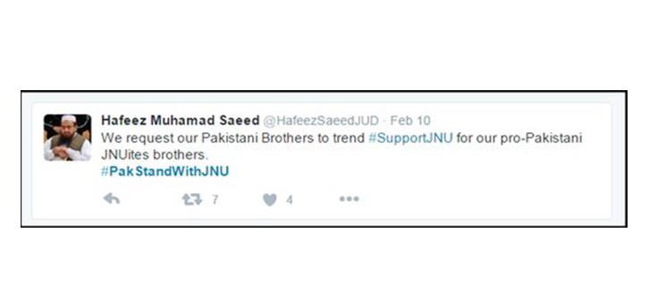 ಕೇಂದ್ರದ ಆರೋಪದ ಹಿಂದೆ  ಹಫೀಜ್ಹ್ ಸಯೀದ್ ನ ನಕಲಿ ಟ್ವೀಟ್ ?