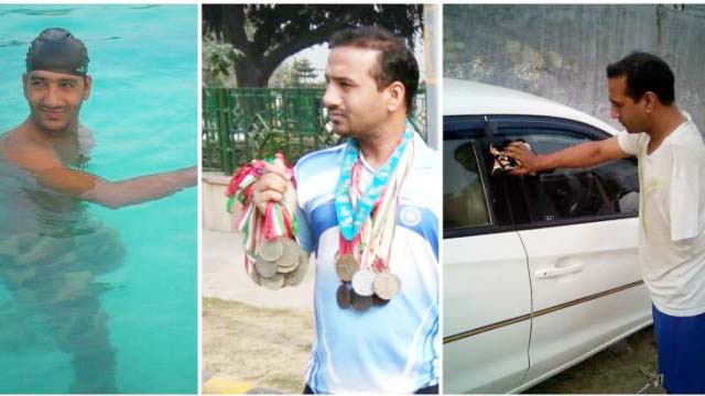 ಜೀವನ ನಿರ್ವಹಣೆಗೆ ಕಾರು ತೊಳೆಯುವ ಪ್ಯಾರಾಥ್ಲೀಟ್..!