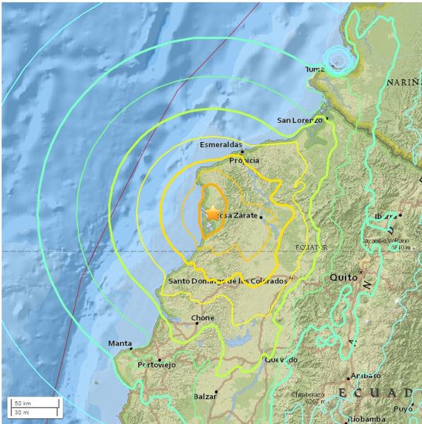 ಇಕ್ವೆಡಾರ್‌ನಲ್ಲಿ 7.8 ರಿಕ್ಟರ್ ಮಾಪಕದ ಪ್ರಬಲ ಭೂಕಂಪ