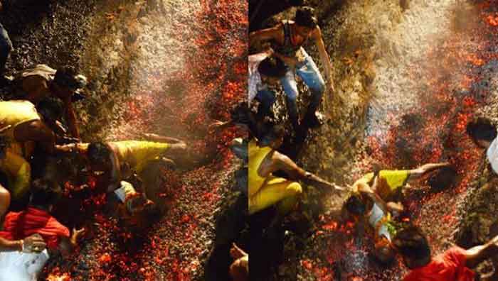 ಸುಡುವ ಕೆಂಡದ ಮೇಲೆ ಮಗನನ್ನು ತಳ್ಳಿದ ತಂದೆ !