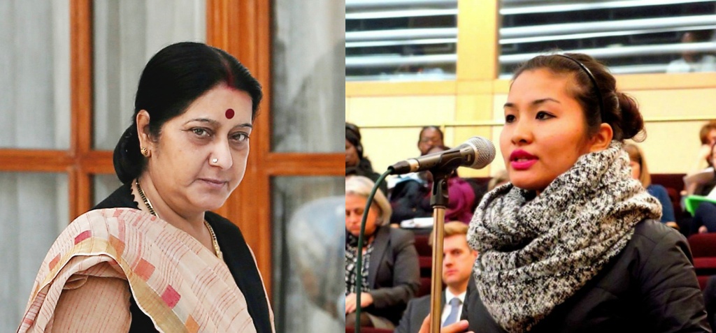 ಮಣಿಪುರ ಯುವತಿಗೆ ದಿಲ್ಲಿ ವಿಮಾನ ನಿಲ್ದಾಣದಲ್ಲಿ ಜನಾಂಗೀಯ ನಿಂದನೆ:ಕ್ಷಮೆ ಕೋರಿದ ಸುಷ್ಮಾ ಸ್ವರಾಜ್