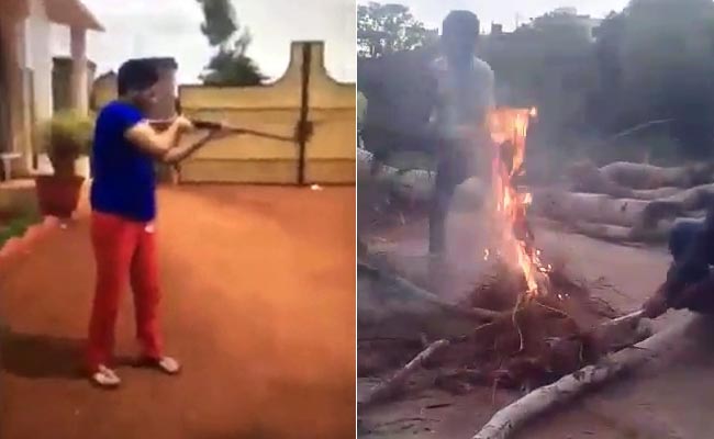 ನಾಯಿ ಮರಿಗಳನ್ನು ಜೀವಂತ ಸುಟ್ಟ ಹುಡುಗರು !